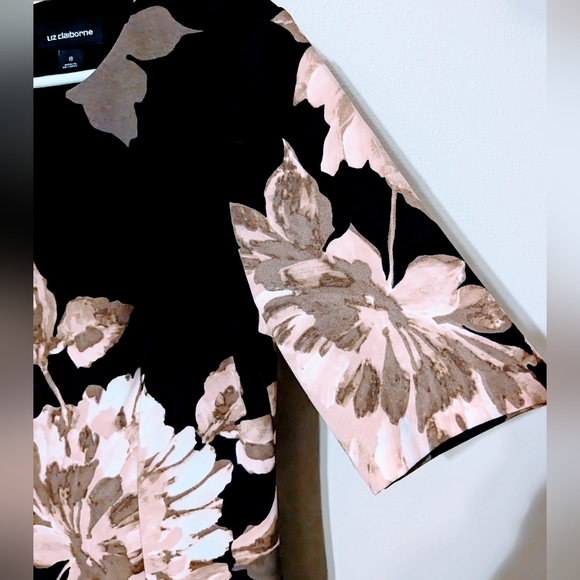 Liz Claiborne, Black Floral, Midi, Sheath Dress, Size 8, Pristine Condition - Picture 8 of 11